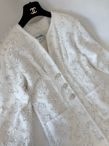 Chanel 19S White Sequined Jacket