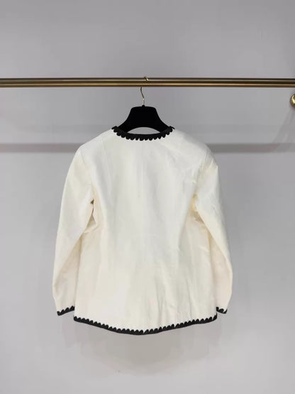 Chanel 21C black and white classic leather jacket