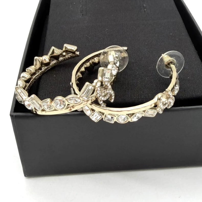 Chanel irregular diamond hoop earrings