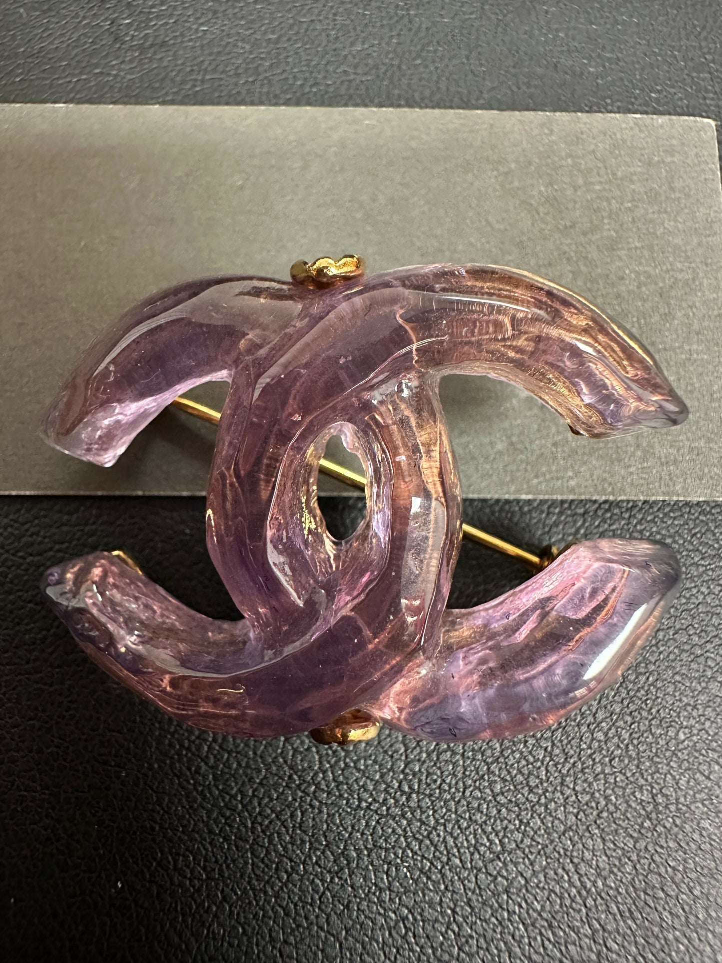 Chanel Vintage 99 Resin Purple CC Brooch