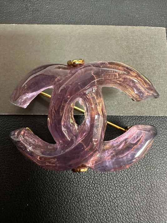 Chanel Vintage 99 Resin Purple CC Brooch