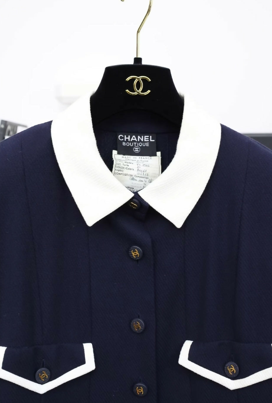 Chanel 1993 Navy Blue Four-Pocket Lapel Maxi dress