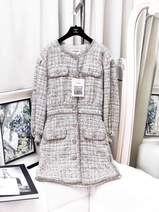 Chanel 19S pink mixed-colour tweed dress