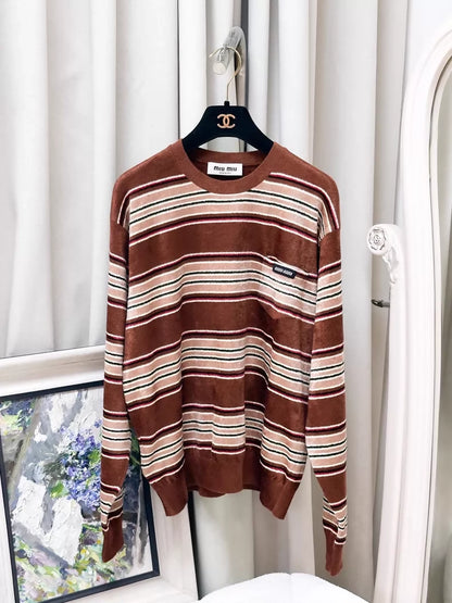 Miu Miu Spring/Summer 2026 brown striped terry cloth top