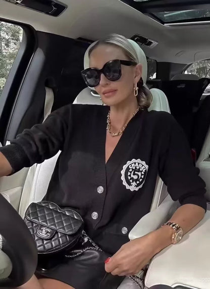 Chanel 23C black knit cardigan number 5