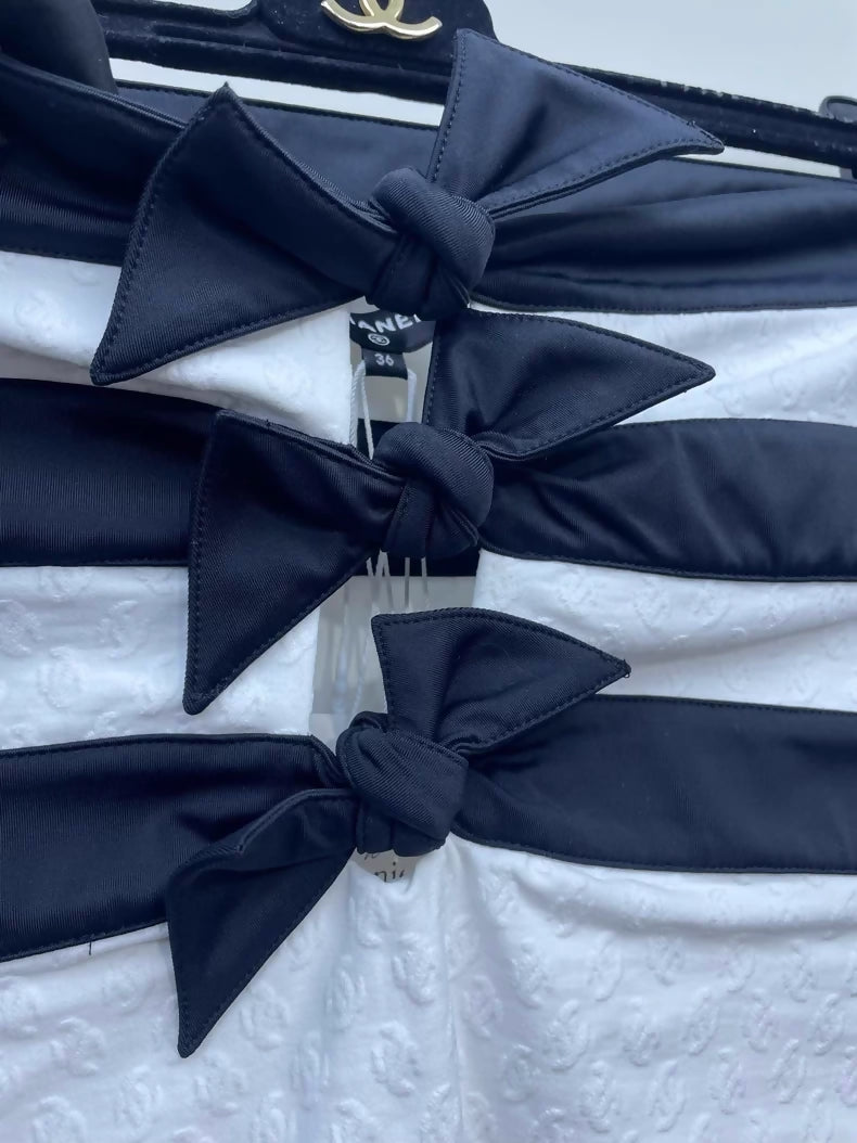 Chanel 24S black & white bow swimsuit