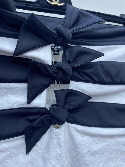 Chanel 24S black & white bow swimsuit