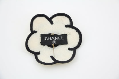 Chanel Vintage 95 Yellow Embroidered Camellia Brooch