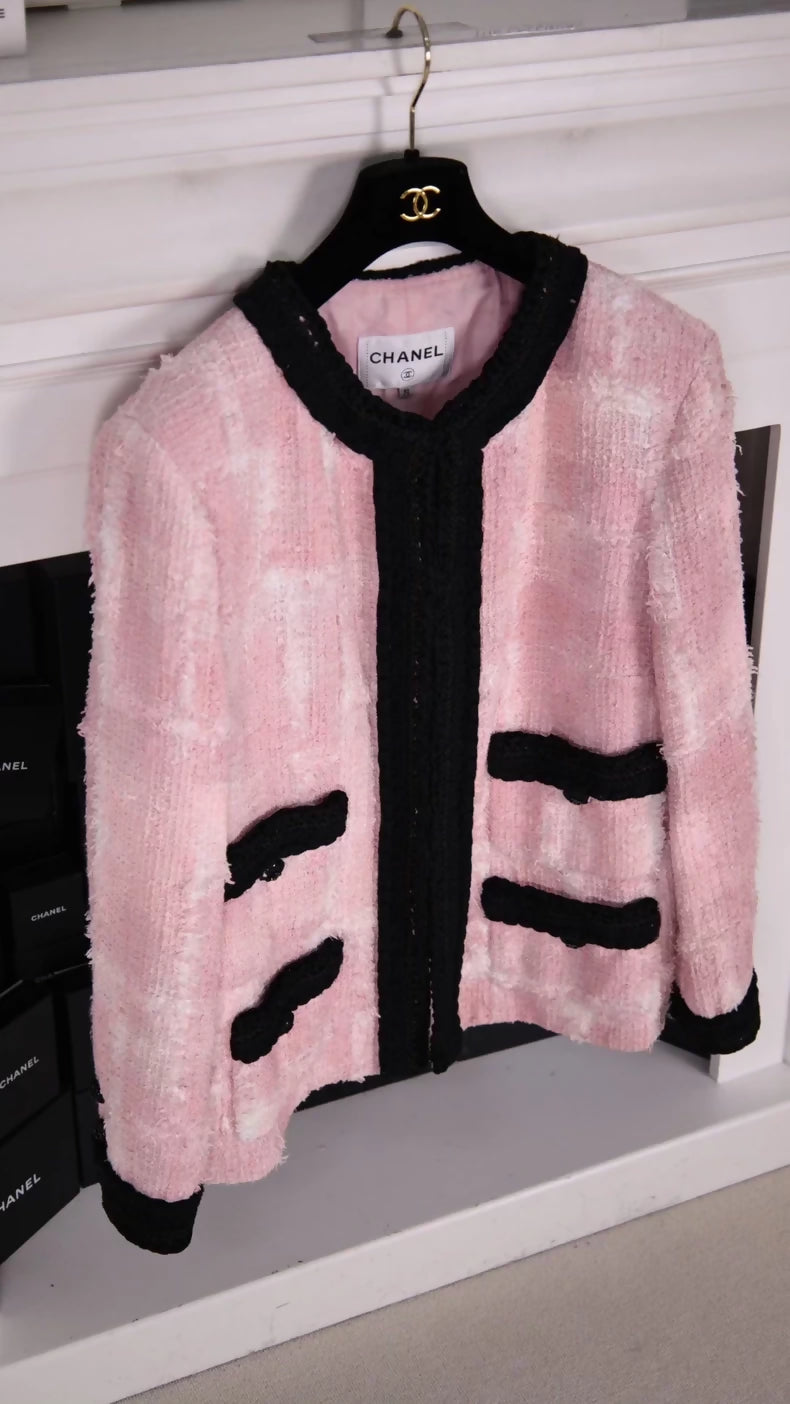Chanel 22C pink tweed jacket