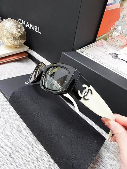 Chanel black and white double C sunglasses