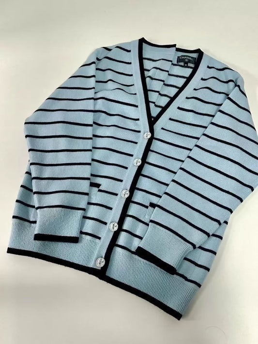 Chanel 25S Blue Cashmere Knit Cardigan