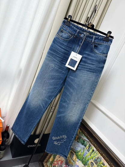 Chanel 24B blue straight leg jeans