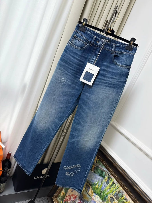 Chanel 24B blue straight leg jeans