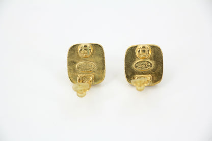 Chanel Vintage 99A Amber Gripoix Yellow Square Clip-on Earrings