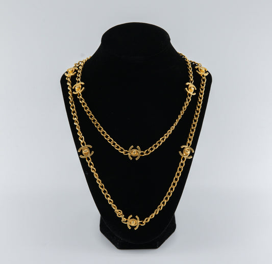 Chanel Vintage CC Gold Turnlock Necklace