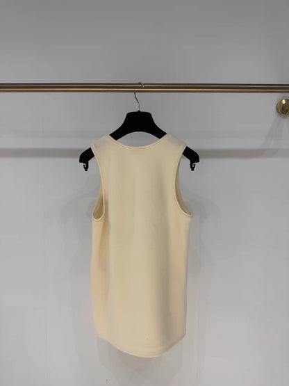 Chanel off-white double C camellia vest top