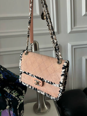 Chanel 22c light Pink with black and white lace trimSquare flap bag