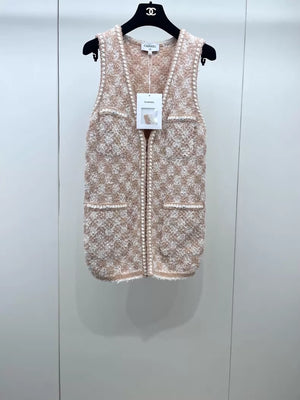Chanel 23S Orange and White Knit Vest