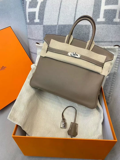 Hermes Birkin 25 elephant grey swift leather palladium hardware