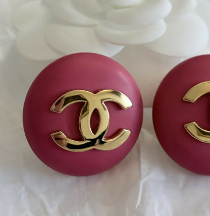 Chanel CC oversized pink earrings