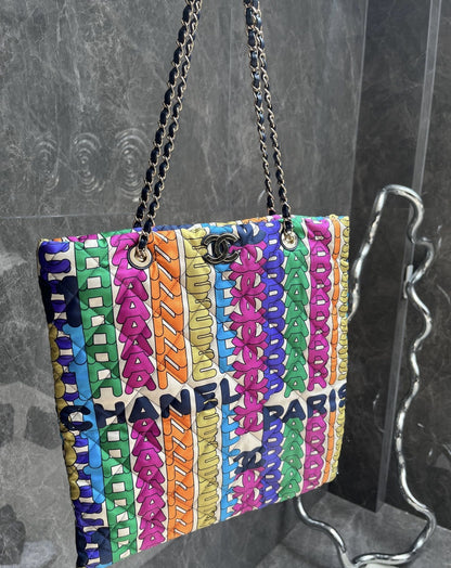 Chanel rainbow graffiti tote bag