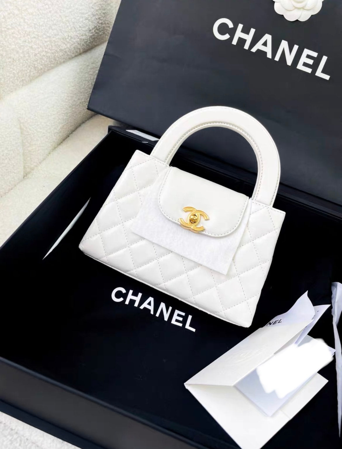 Chanel 23K white Kelly bag