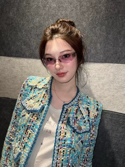 Chanel 2017 Cuba collection blue tweed jacket