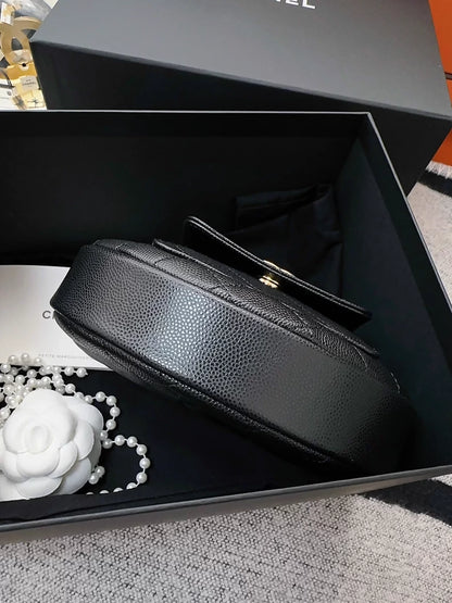 Chanel 23B black and gold crescent moon handbag