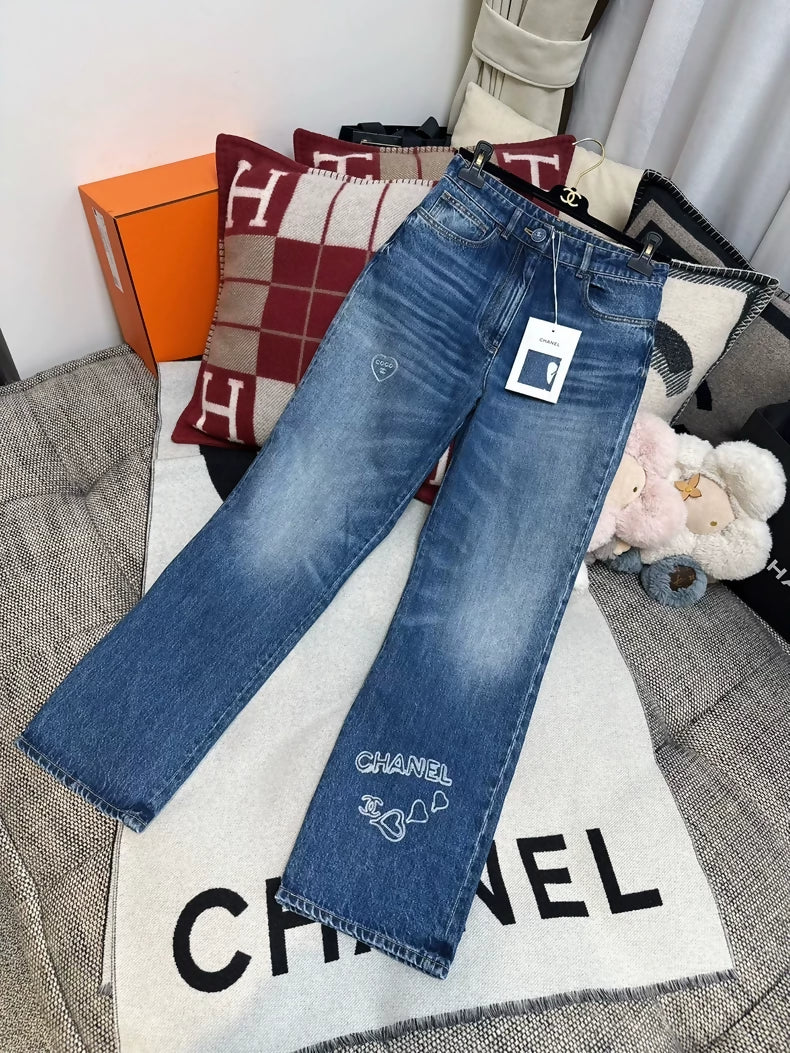 Chanel 24B blue straight leg jeans