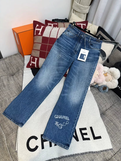 Chanel 24B blue straight leg jeans