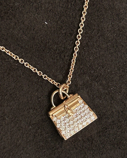 Hermes New Kelly Rose Gold Diamond Necklace