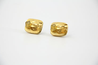 Chanel Vintage 99A Amber Gripoix Yellow Square Clip-on Earrings