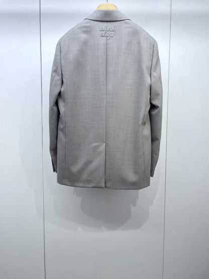 Miu Miu logo patch suit jacket