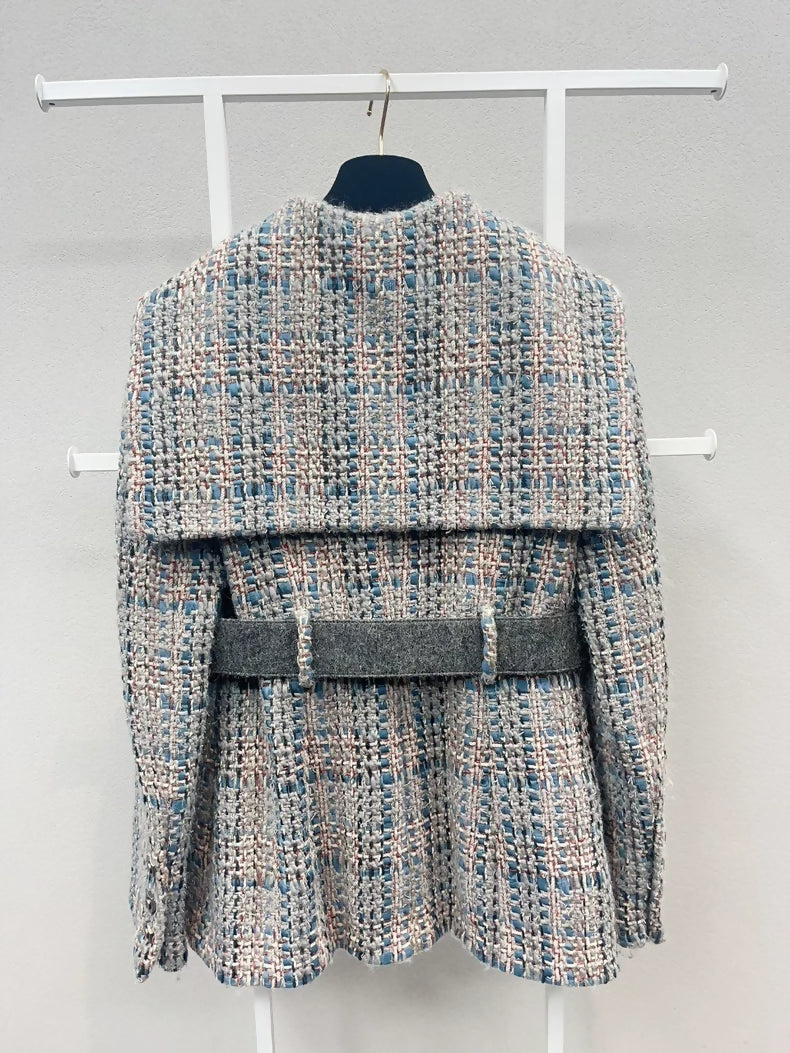Chanel 18A colorful tweed cape jacket