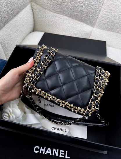 Chanel limited edition pearl leather CF chain bag