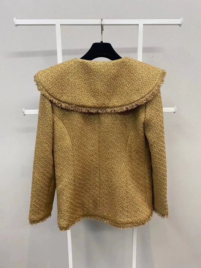 Chanel 19M gold tweed lapel jacket