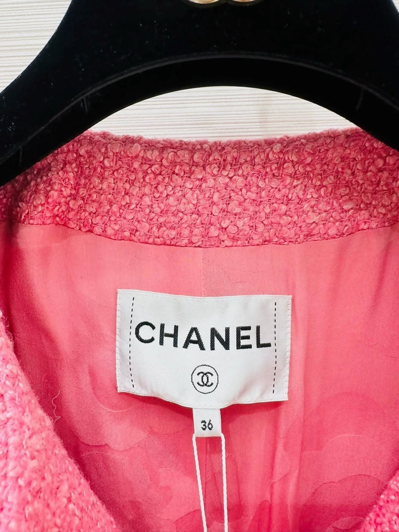 Chanel 22A pink tweed coat