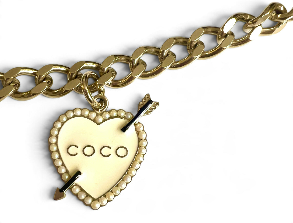 Chanel 10P Coco Hearts Motorcycle Charms Chain Link Necklace/Belt Gold hardware