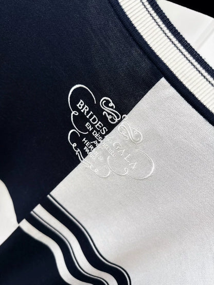 Hermes navy blue knit short-sleeved top