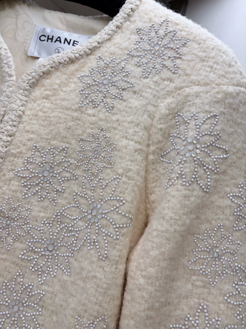 Chanel 2015 Rhinestone ecru Tweed Jacket