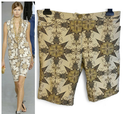 Rare Chanel 06P Ecru Gold Metallic Bermuda Shorts FR 38