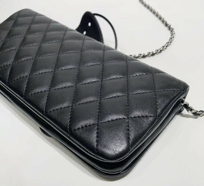 Rare Chanel 2011 Lambskin Black Butterfly Ornament Clutch Crossbody Flap Bag