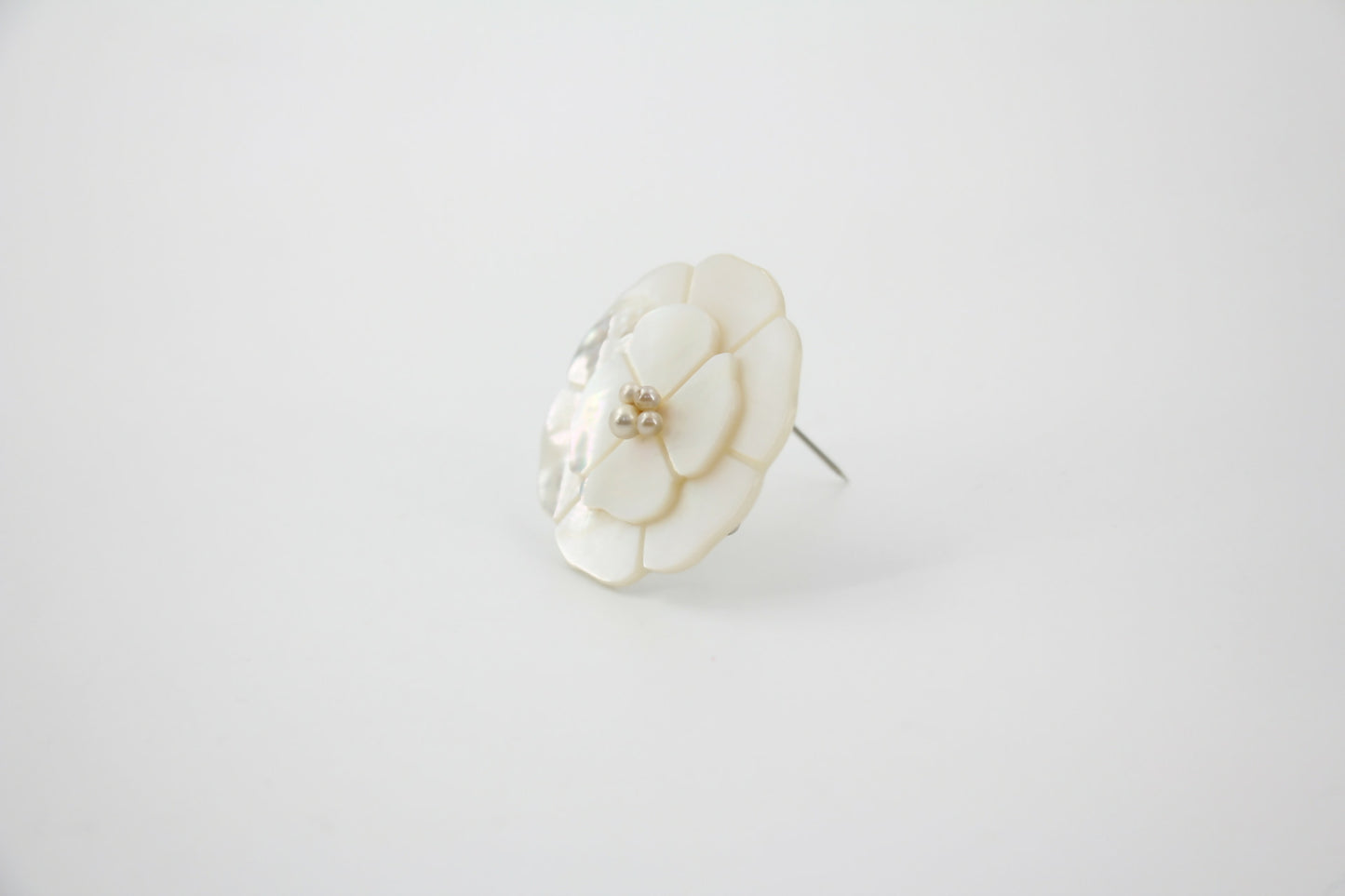 Chanel 98A Mother-of-Pearl Camellia Imitation Pearl Petal Brooch