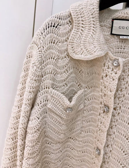 Gucci bright diamond button knitted cardigan