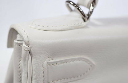 Hermes Kelly 28 white leather with green fabrics Phw