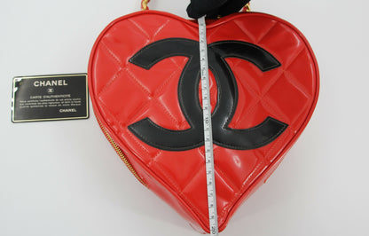 Chanel Vintage 1995 Leather Red Barbie Heart Vanity Handbag