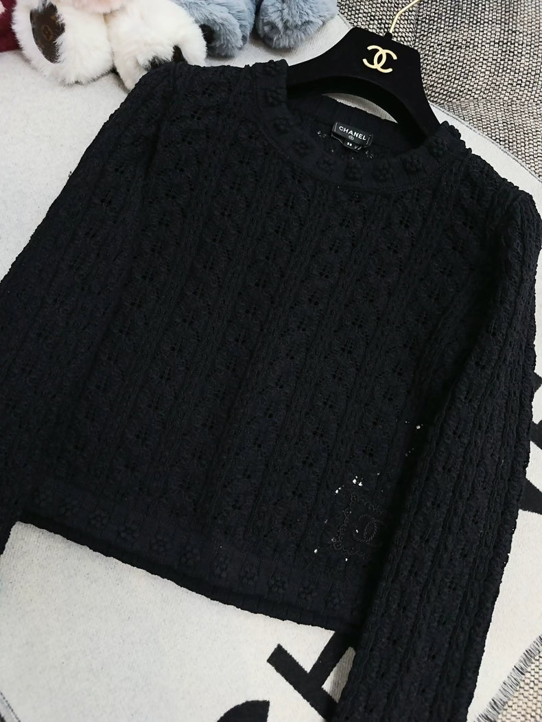 Chanel 24P black knit sweater