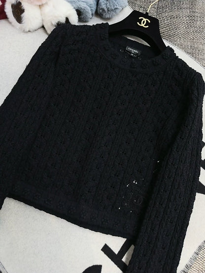 Chanel 24P black knit sweater