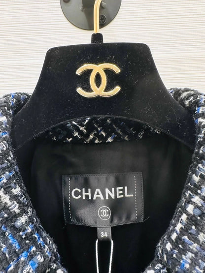 Chanel blue/black/white tweed dress/jacket