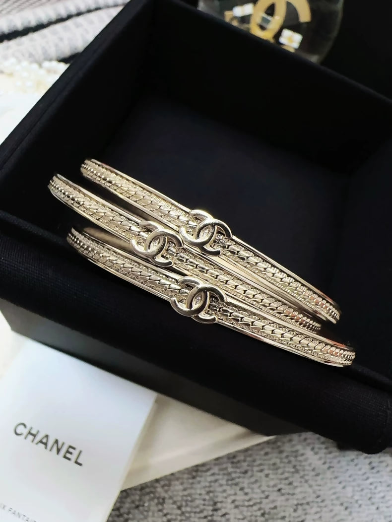 Chanel 24B light gold bracelet 3 in 1 set